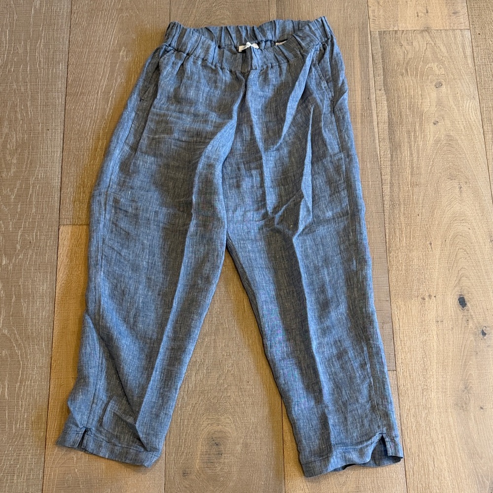 Stylish Blue Linen Wide Leg Pants